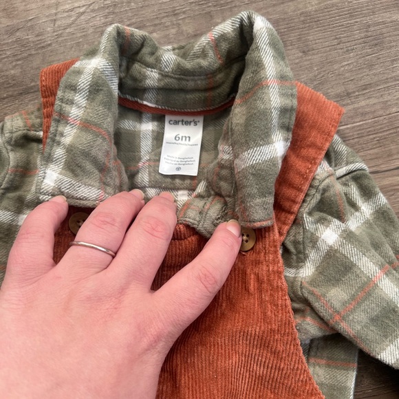 Carters Overalls with Flannel Button Down Shirt 6 months - Picture 4 of 4
